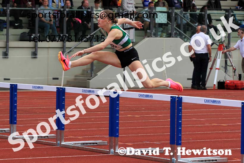 Womens under-17s 300 metes hurdles, 2023 Northern Under-13s, Under-15s and Under-17s, Middlesbrough.  Photo: David T. Hewitson/Sports for All Pics